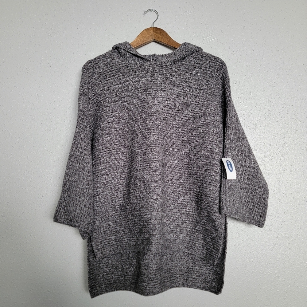 NWT Old Navy Gray Hooded Chunky Knit Oversized Pullover Sweater